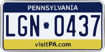 PA license plate LGN0437