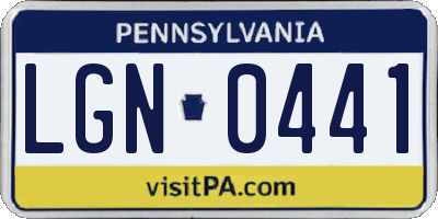 PA license plate LGN0441