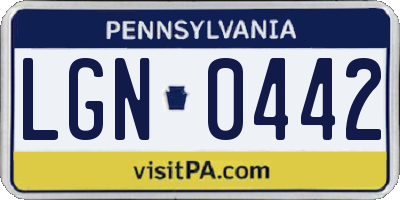 PA license plate LGN0442