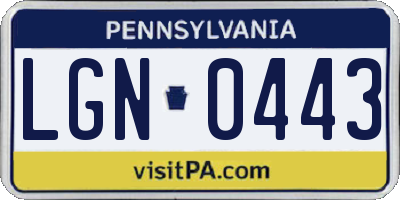 PA license plate LGN0443