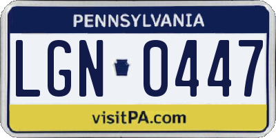 PA license plate LGN0447