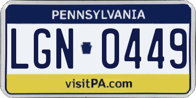 PA license plate LGN0449