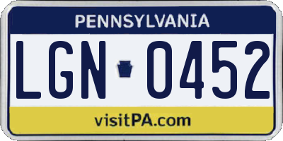 PA license plate LGN0452