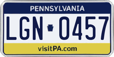 PA license plate LGN0457