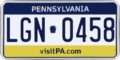 PA license plate LGN0458