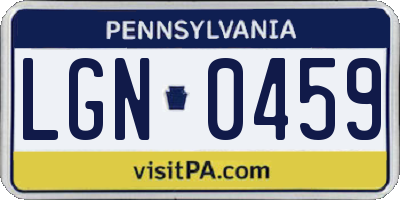 PA license plate LGN0459