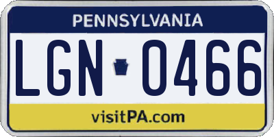 PA license plate LGN0466