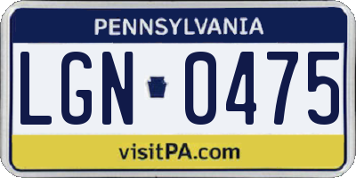 PA license plate LGN0475