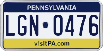 PA license plate LGN0476