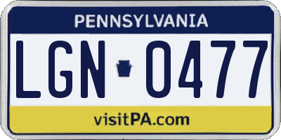 PA license plate LGN0477