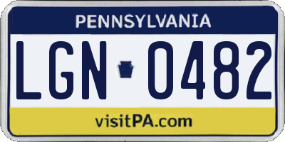 PA license plate LGN0482