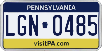 PA license plate LGN0485