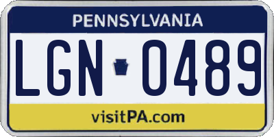 PA license plate LGN0489