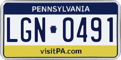 PA license plate LGN0491