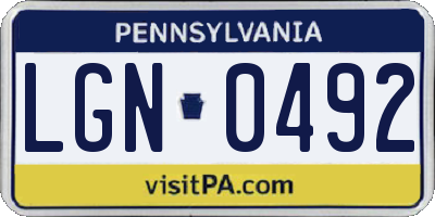 PA license plate LGN0492