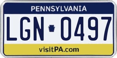 PA license plate LGN0497