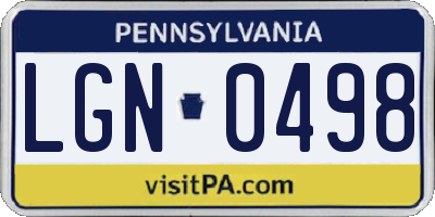 PA license plate LGN0498