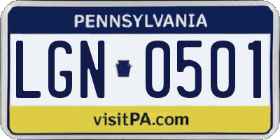 PA license plate LGN0501