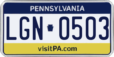 PA license plate LGN0503
