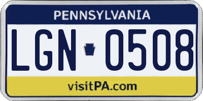 PA license plate LGN0508