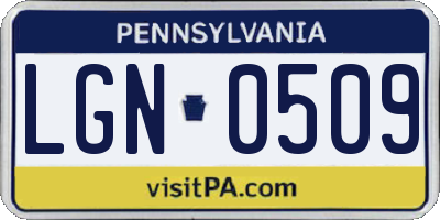PA license plate LGN0509