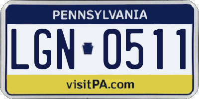 PA license plate LGN0511