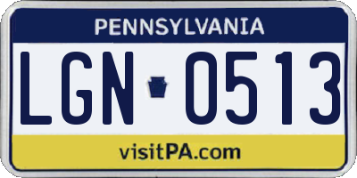 PA license plate LGN0513