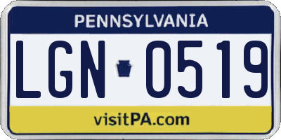 PA license plate LGN0519