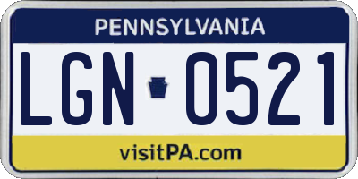 PA license plate LGN0521