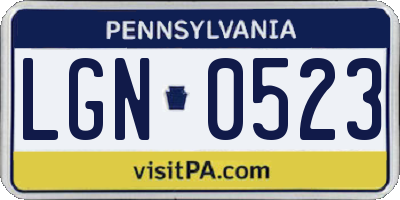 PA license plate LGN0523