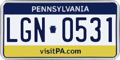 PA license plate LGN0531