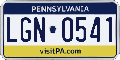 PA license plate LGN0541