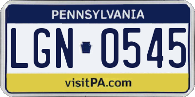 PA license plate LGN0545