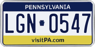 PA license plate LGN0547