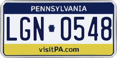 PA license plate LGN0548