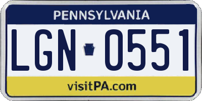 PA license plate LGN0551