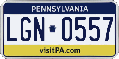 PA license plate LGN0557