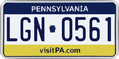 PA license plate LGN0561