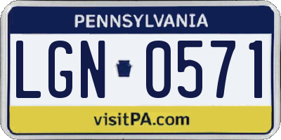PA license plate LGN0571