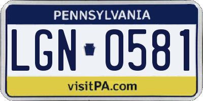 PA license plate LGN0581