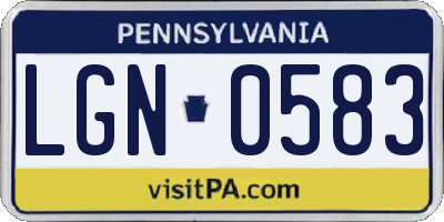 PA license plate LGN0583
