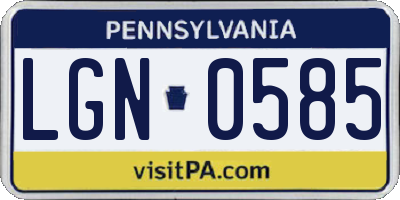 PA license plate LGN0585