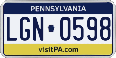 PA license plate LGN0598
