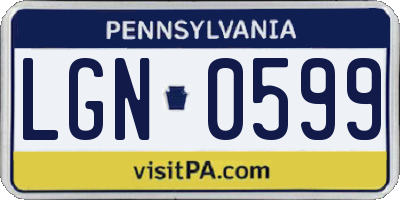 PA license plate LGN0599