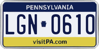 PA license plate LGN0610