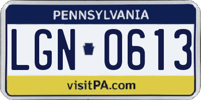 PA license plate LGN0613