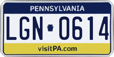 PA license plate LGN0614
