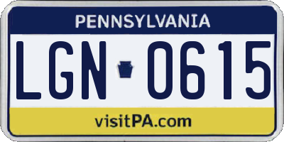 PA license plate LGN0615