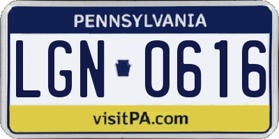 PA license plate LGN0616