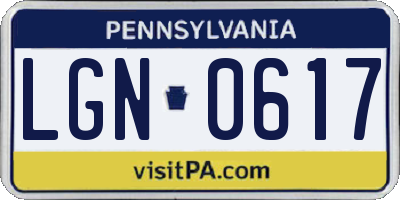 PA license plate LGN0617